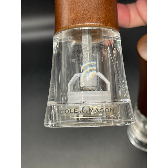 Cole & Mason Wood & Glass Salt & Pepper Shakers England - Picture 5 of 6